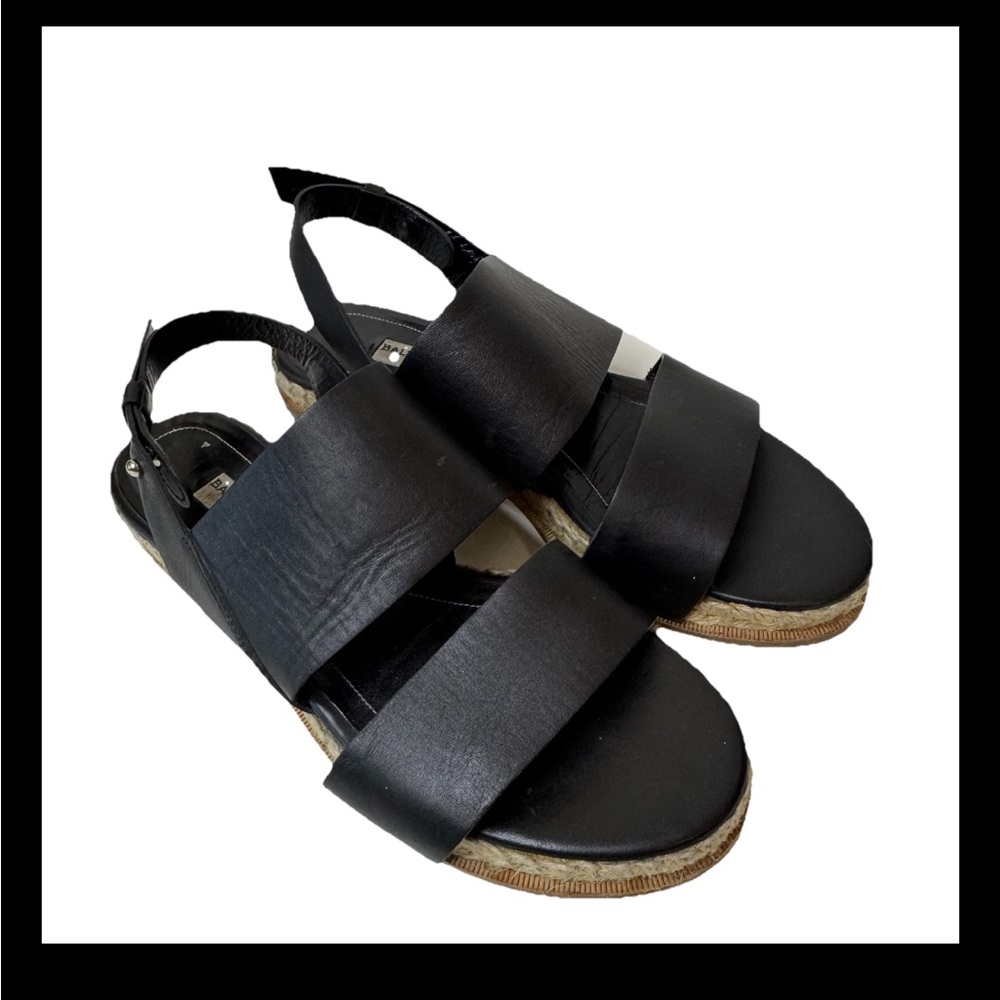 Balenciaga Espadrille Black Leather Sandals